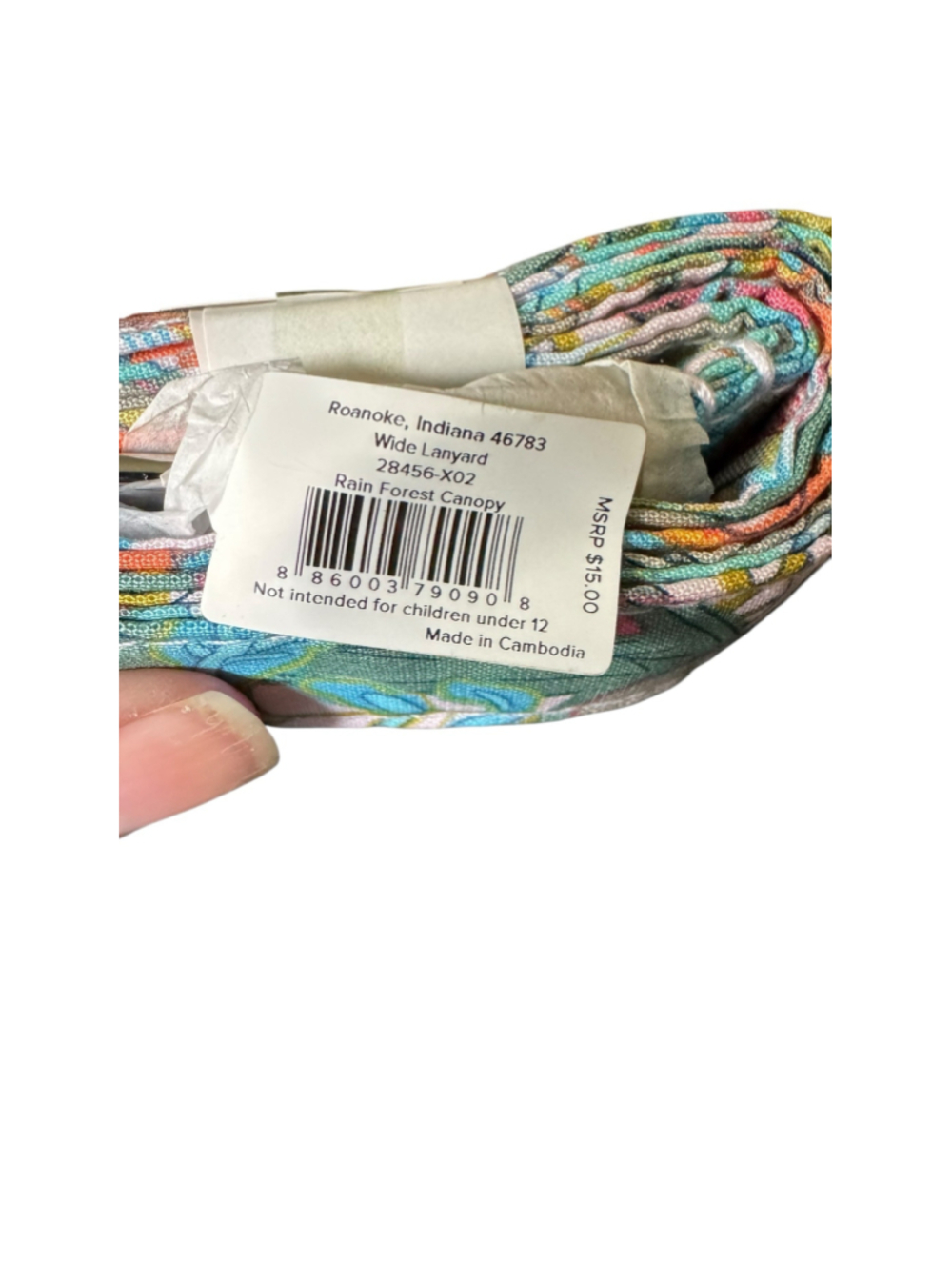 Women's Vera Bradley Wide Lanyard One Size Blue Multi-color Rain Forest Canopy - Picture 3 of 3